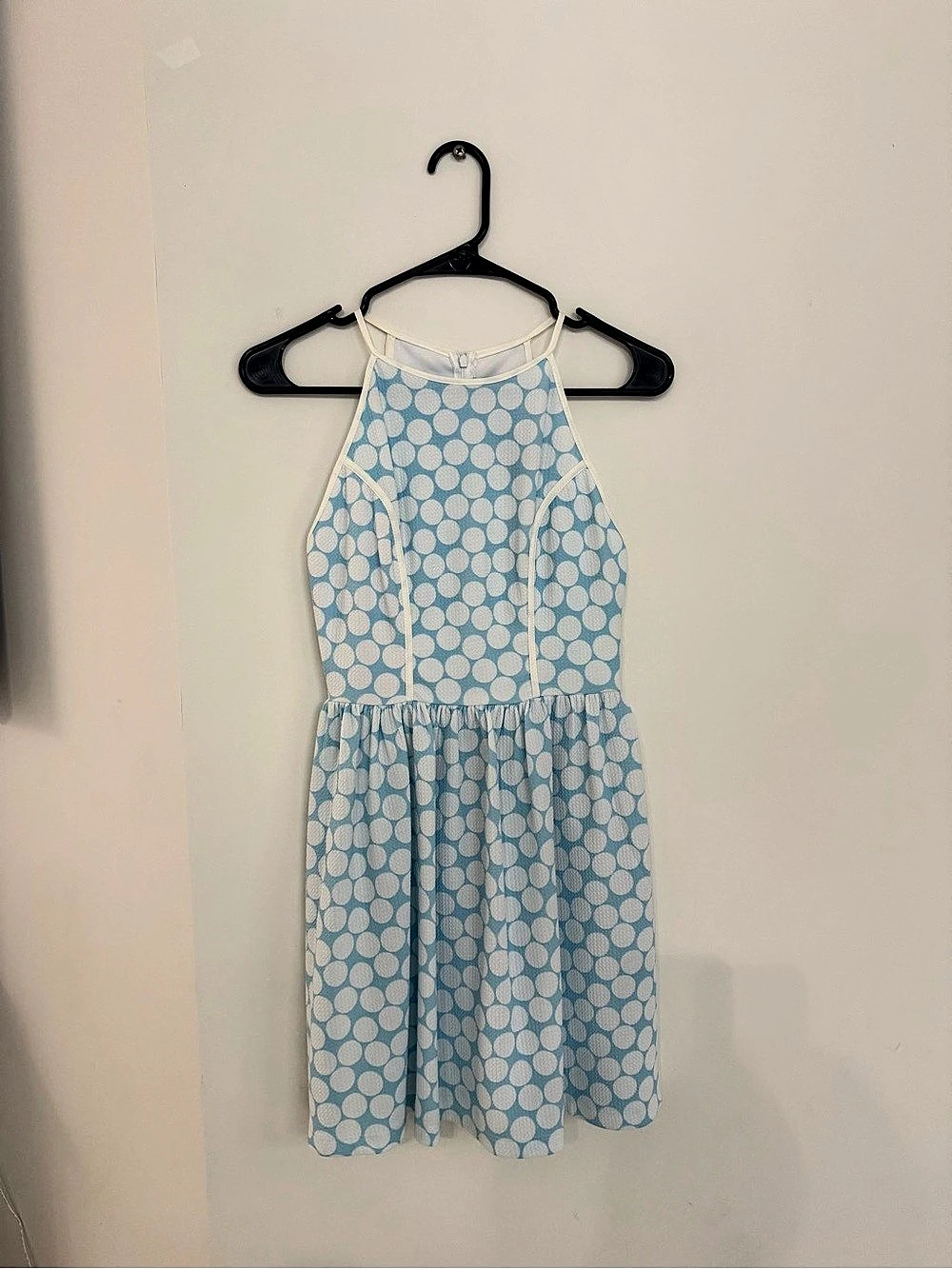AQUA Polka Dot Mini Dress Blue & White Small NWT